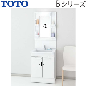 洗面化粧台セット Bシリーズ[間口600mm][高さ1800mm][エコシングル混合水栓][1面鏡][LED][くもり止め][一般地寒冷地共用]