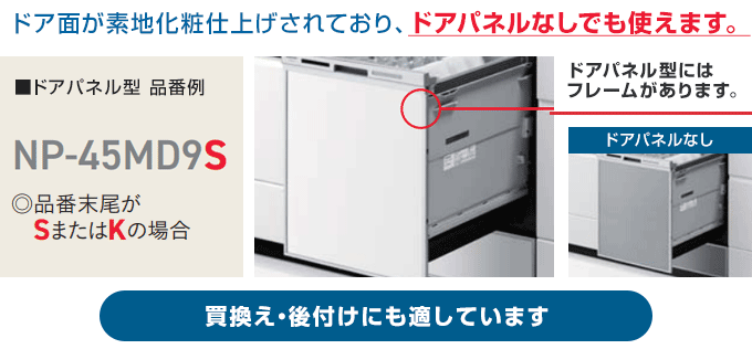パナソニック 食洗機:取替用【ドアパネル型】