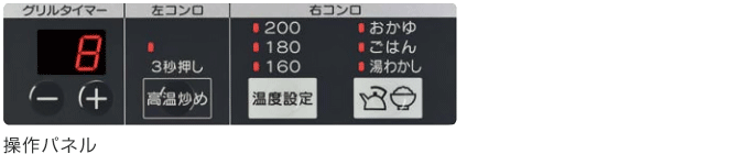 メタルトップの操作パネル(水無し片面焼)