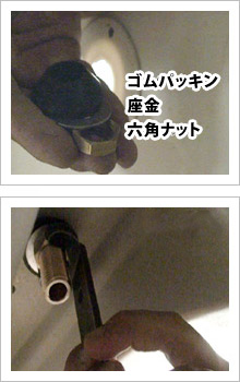 六角ナットで固定する