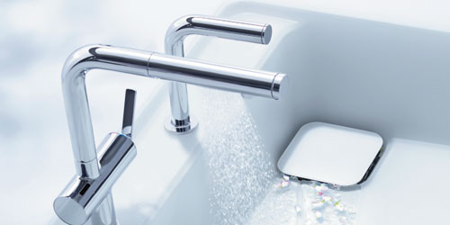 素早く、スムーズに使える「タッチレス水ほうき水栓LF」