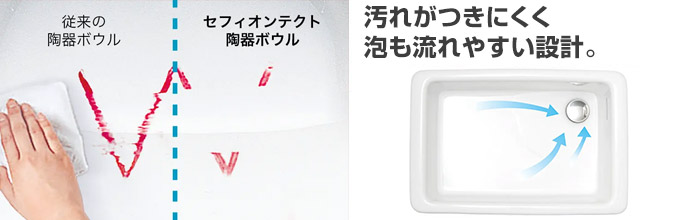 TOTO ドレーナ(drena)：深くて広い設計の洗面ボウル