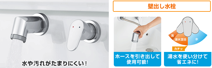 クリナップ S(エス)：壁出し水栓