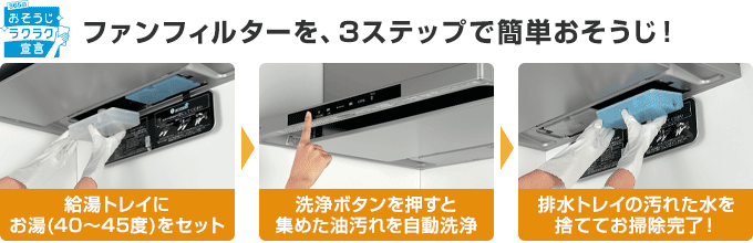 パナソニック(Panasonic) レンジフード:3ステップで油汚れを自動で洗浄!