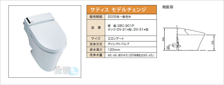 INAXトイレ：壁排水 GBC-901P