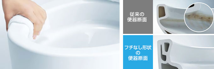 TOTOトイレ：フチなし形状