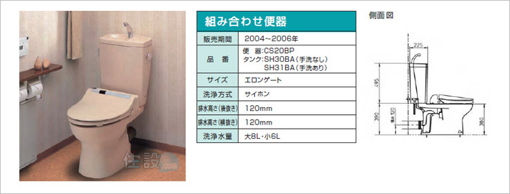 TOTOトイレ:壁排水 CS20BP